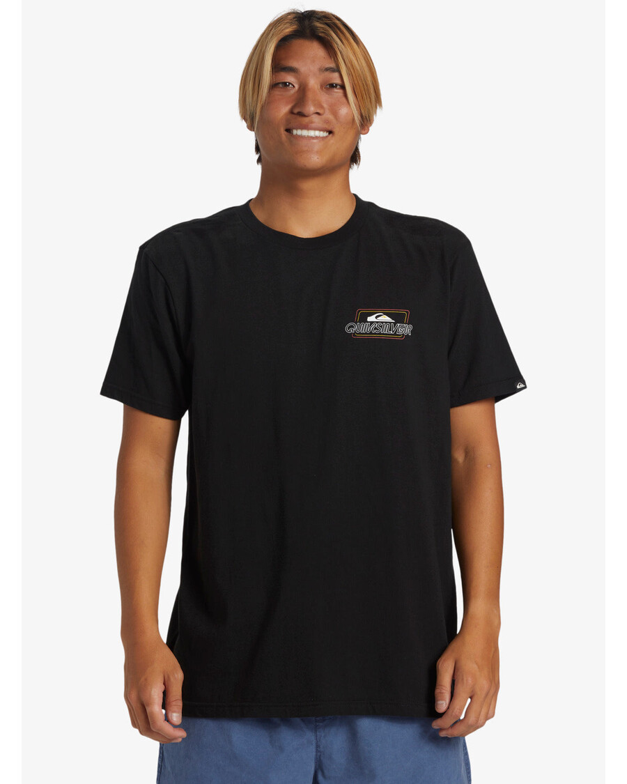 μπλουζάκι Quik ασημί γραμμή προς γραμμή - μαύρο