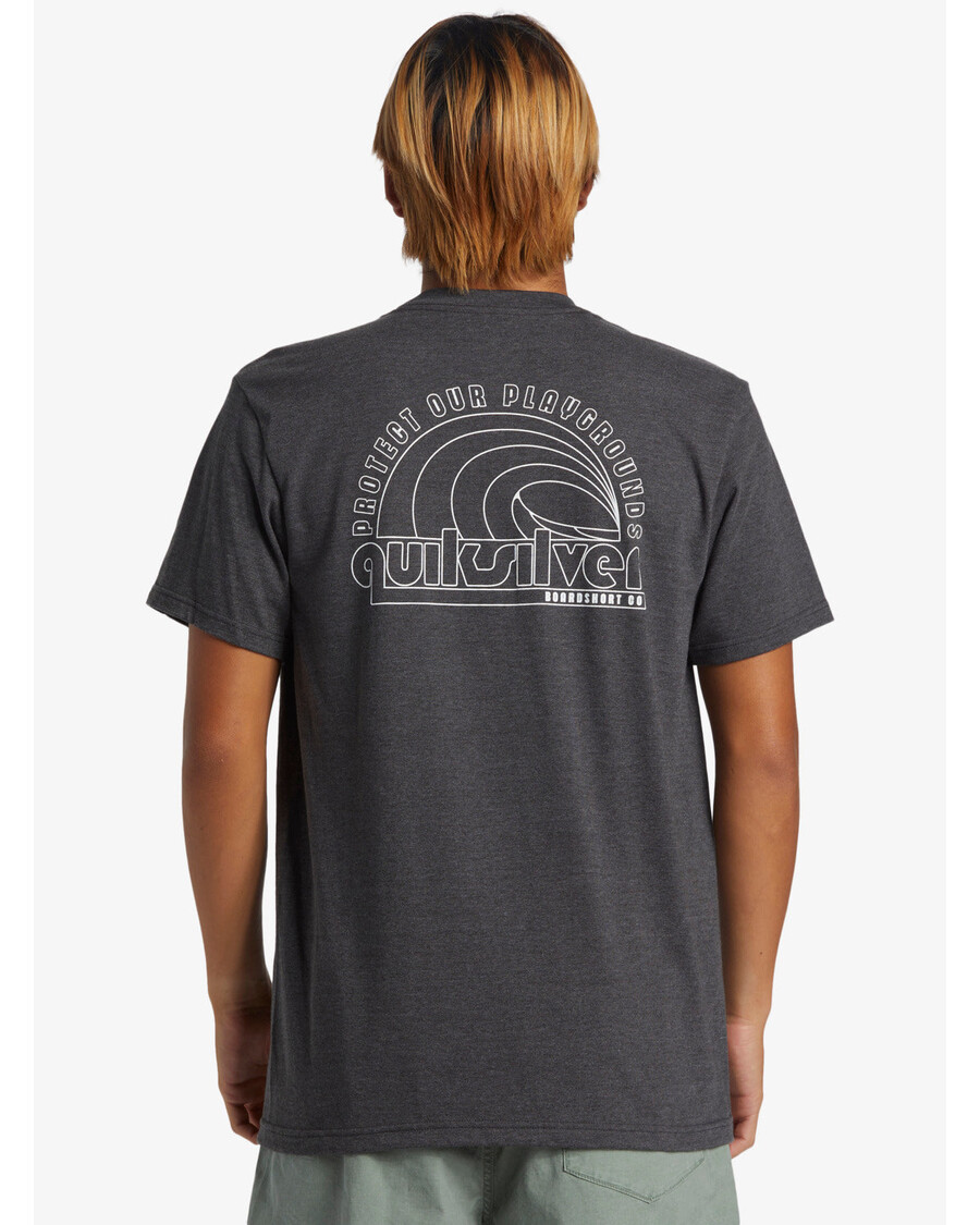 Ασημένιο μπλουζάκι με αυτοκόλλητα Quik - κάρβουνο