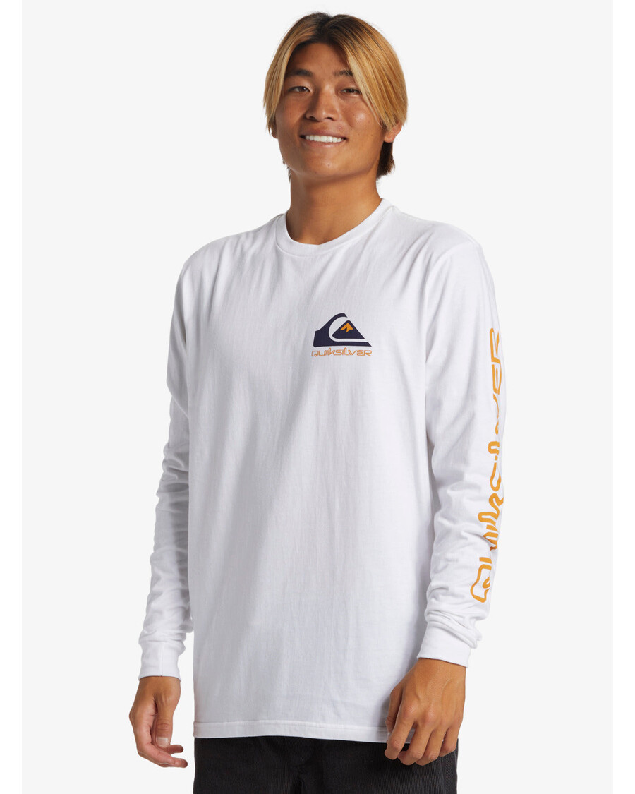 куиксилвер цомп лого мајица дугих рукава - бела