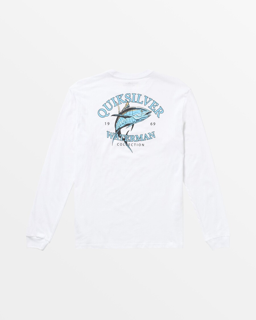 تي شيرت Quiksilver Waterman Blue Dreams بأكمام طويلة - أبيض