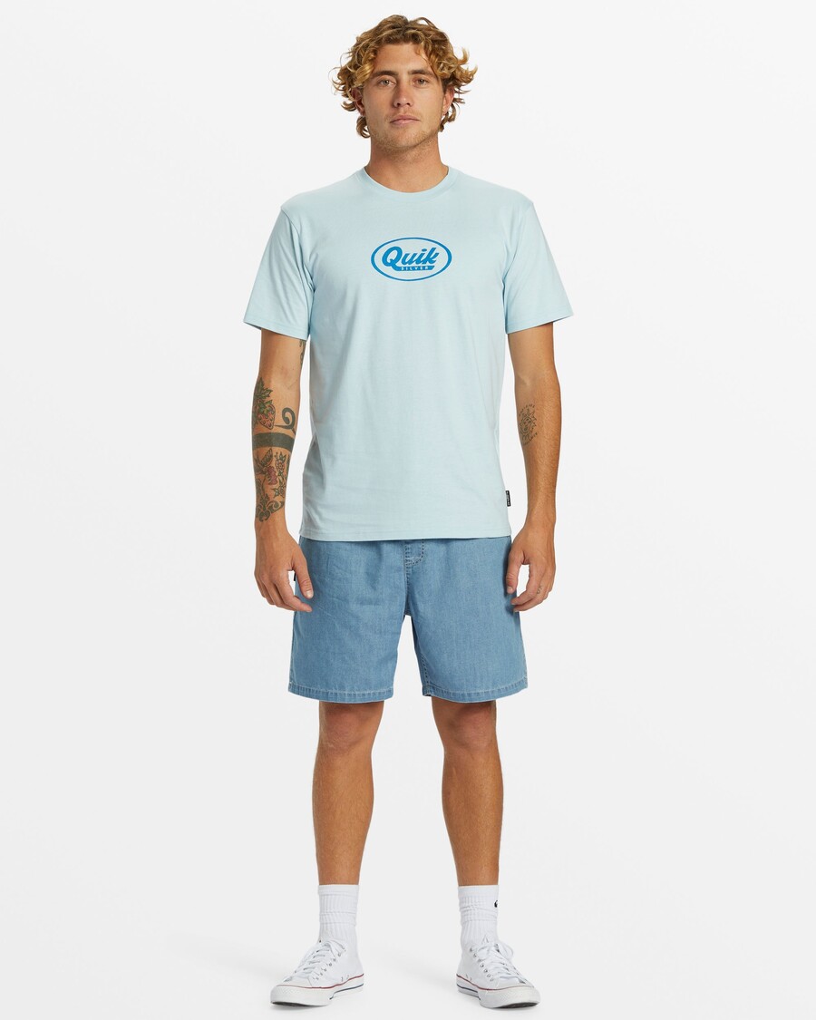 Quik Silver Speedy Script T-Shirt - Winter Sky