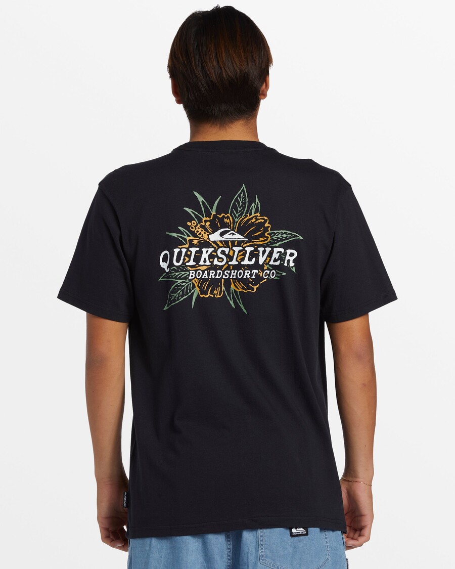 Quik Srebrna Koszulka Z Hibiskusem -