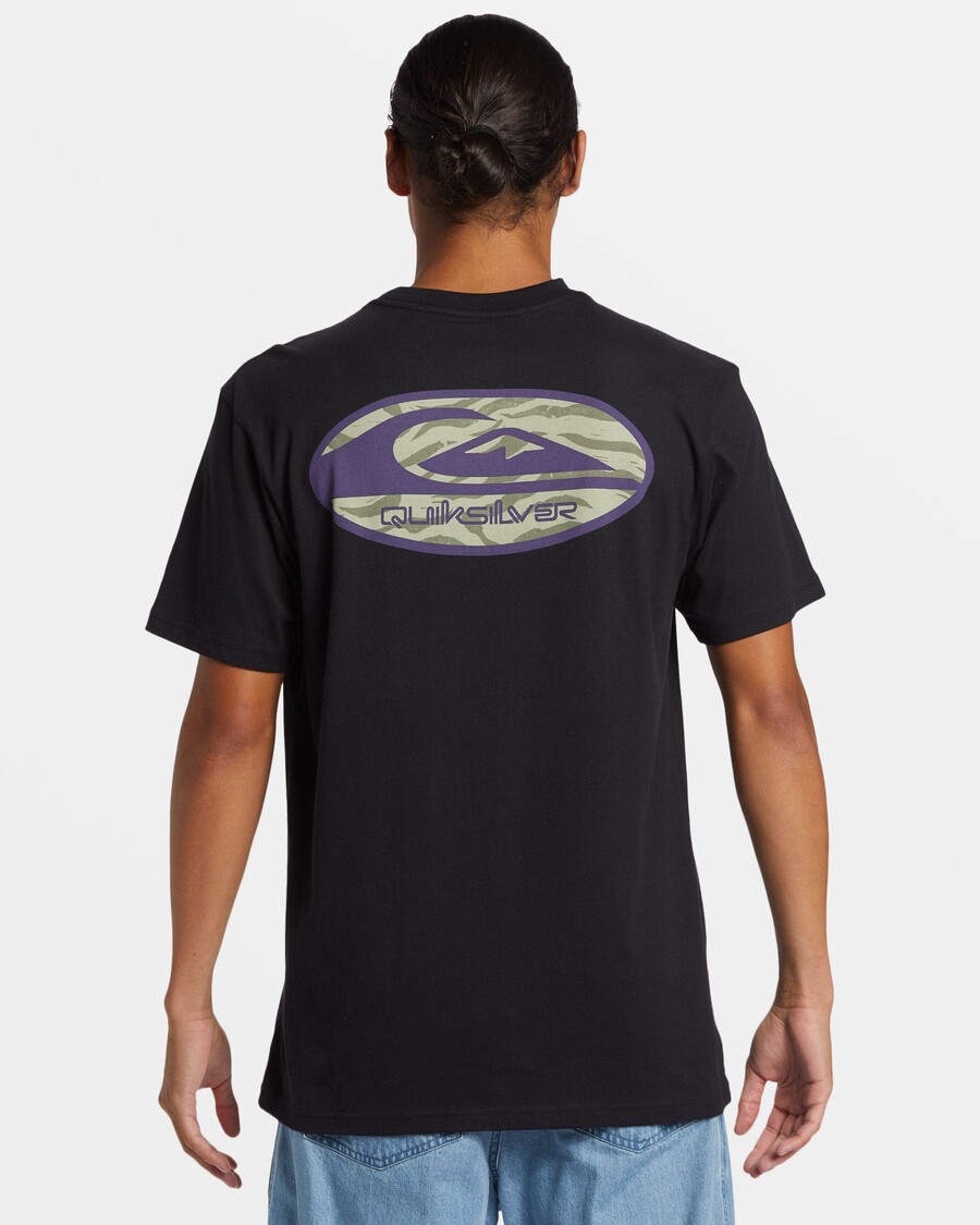 Quik Strieborné Retro Link Tričko - čierne