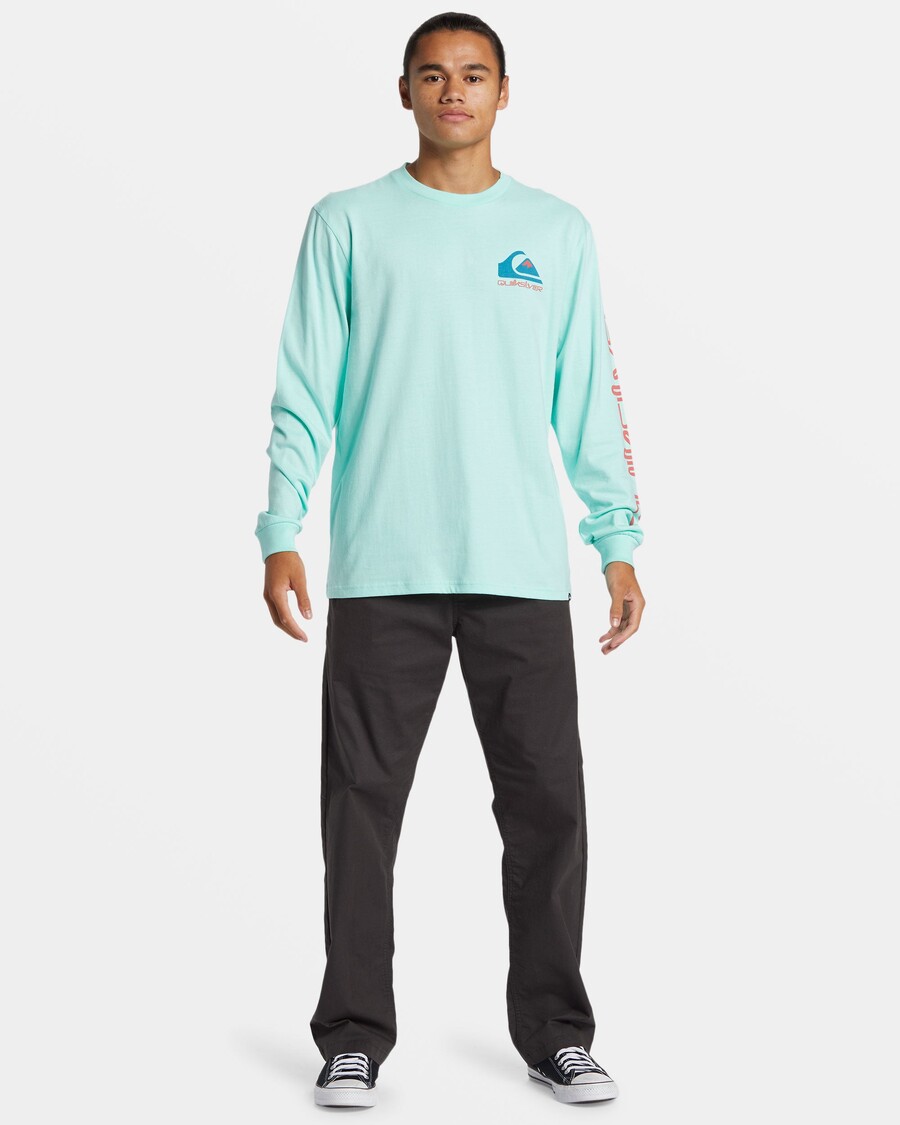 Quik Silver Comp Logo Long Sleeve T-Shirt - Beach Glass