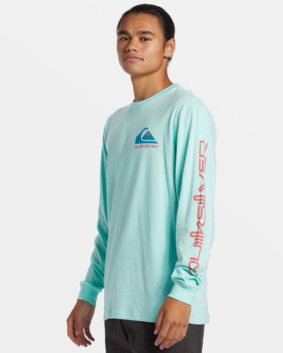 Quik Silver Comp Logo Long Sleeve T-Shirt - Beach Glass