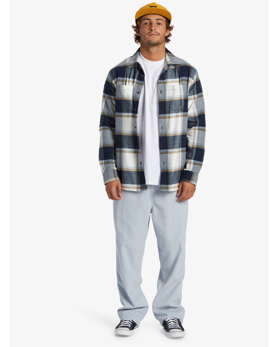 Quik Silver DNA Flannel Long Sleeve Top - Dark Navy DNA Flannel