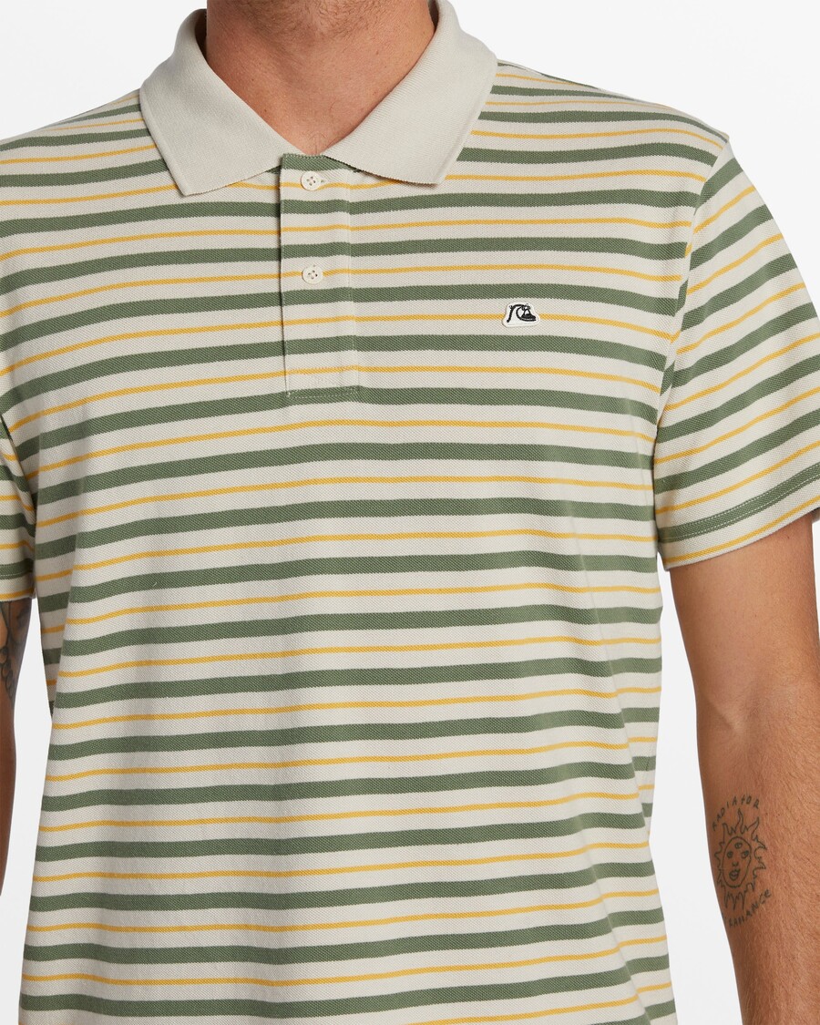 Quiksilver Dna Polo Crew Gat Top - Silver Birch Dna Polo