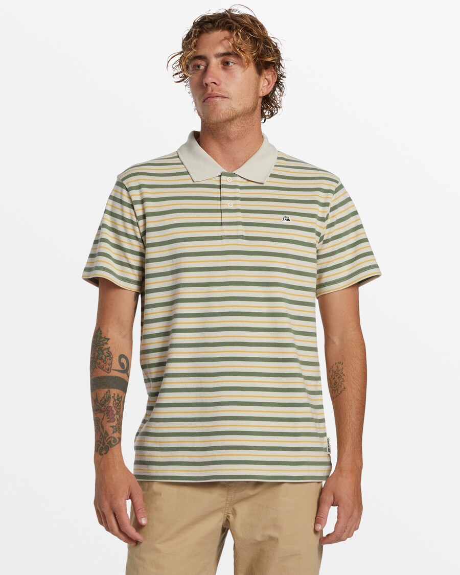 Quiksilver Dna Polo Crew Neck Top - ασημί σημύδα Dna Polo