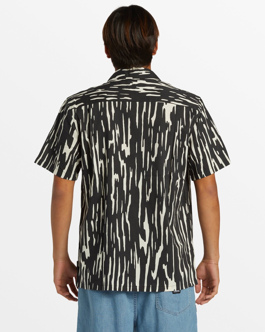 Quik Silver Ripples Dna Island Košile S Krátkým Rukávem - černé Vlnky Dna Ss