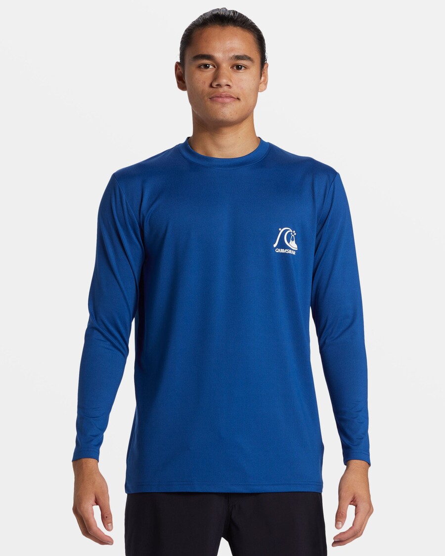 Quiksilver Dna Bublina Logo S Dlhým Rukávom Surfové Tričko - Monaco Blue