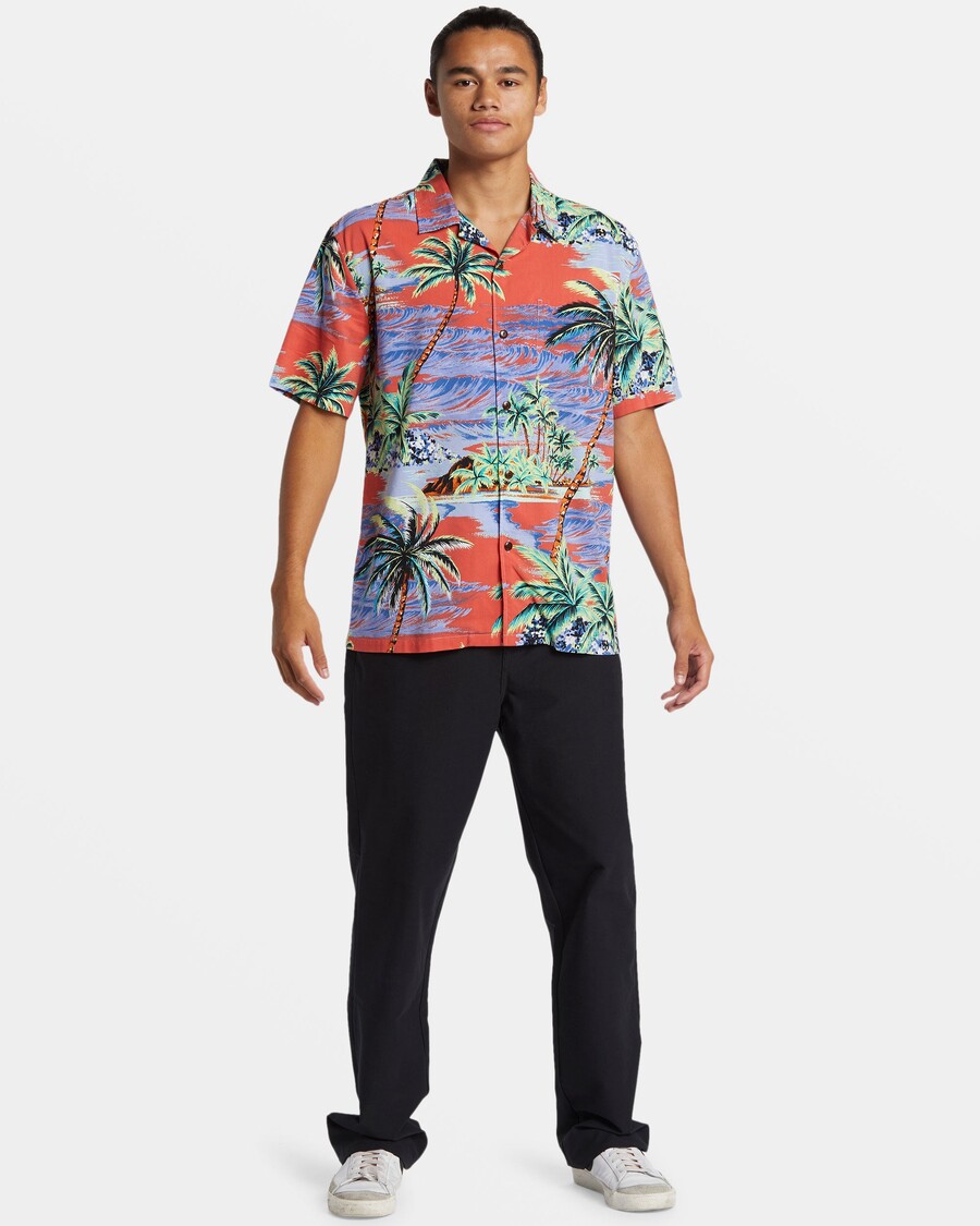 Quiksilver Dna Island Košeľa S Krátkym Rukávom - Spiced Coral Dna Island Ss