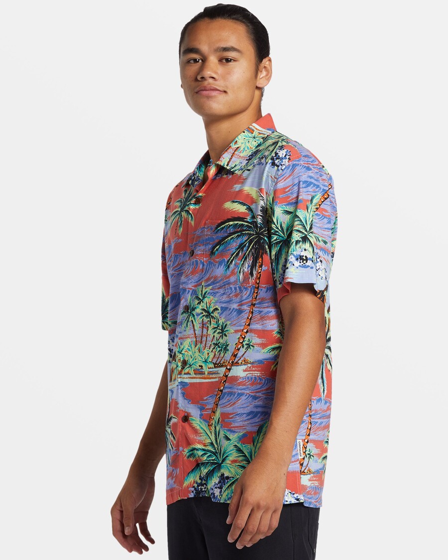 Quiksilver Dna Island Košeľa S Krátkym Rukávom - Spiced Coral Dna Island Ss