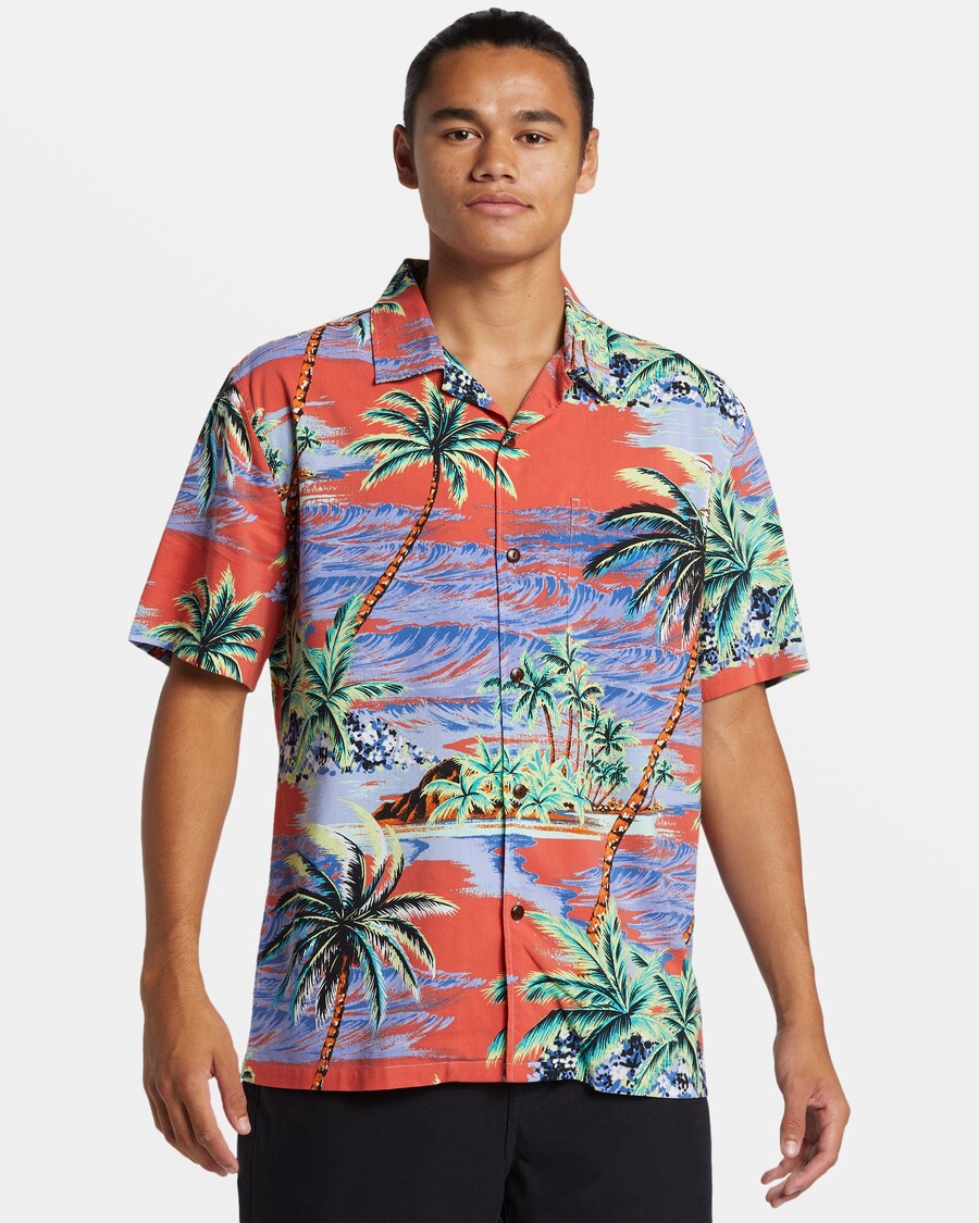 Quiksilver Dna Island Košeľa S Krátkym Rukávom - Spiced Coral Dna Island Ss