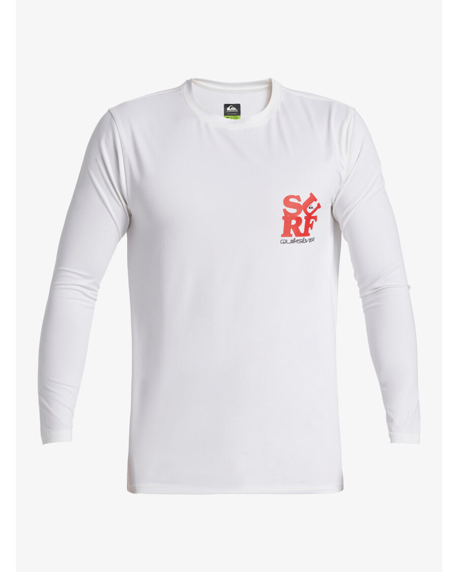 Quiksilver καθημερινή μακρυμάνικη μπλούζα σερφ - λευκό/μαύρο