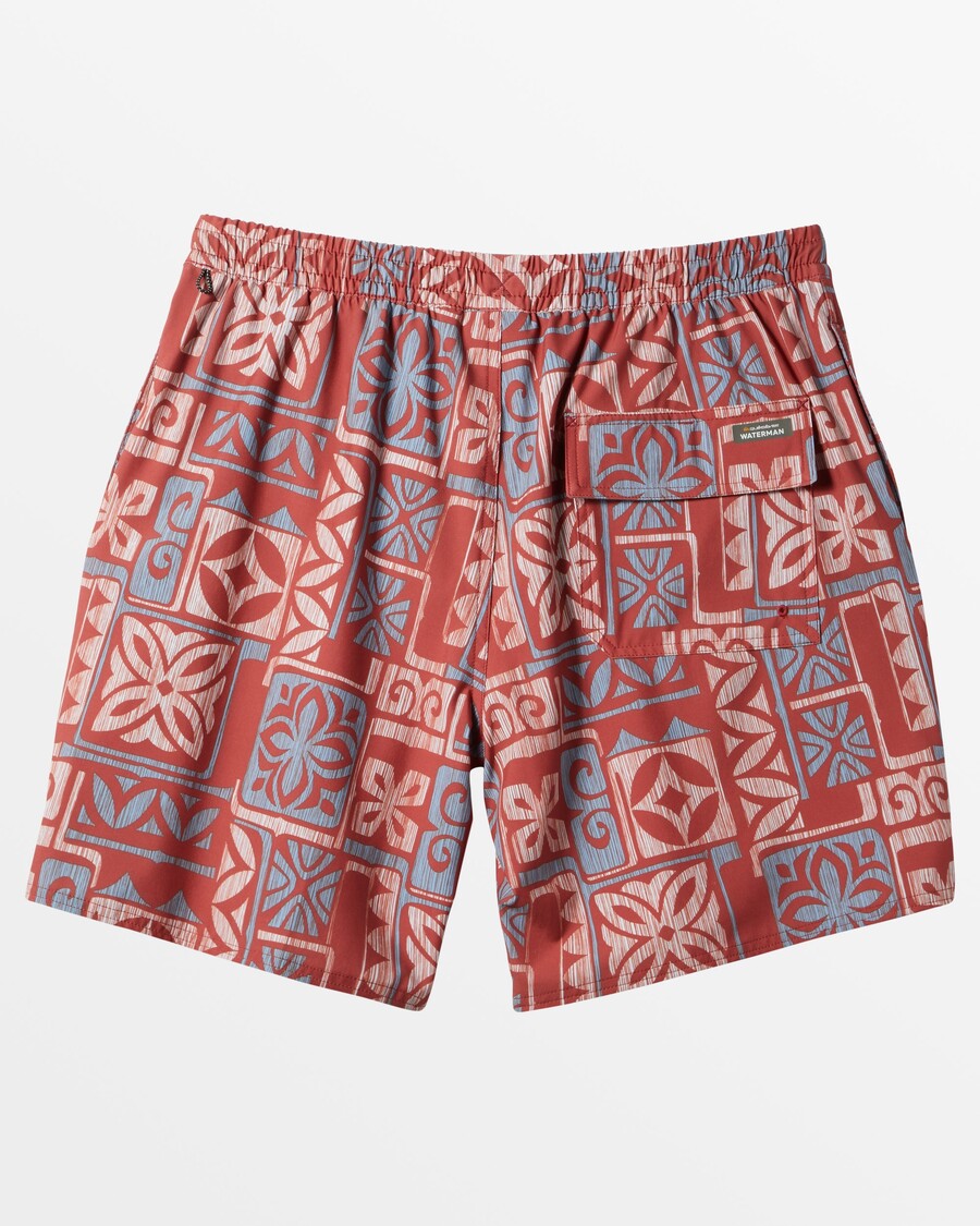 クイックシルバー ウォーターマン タパ タイム 18 インチ エラスティック ウエスト トランクス - タパ タイム - ファイア