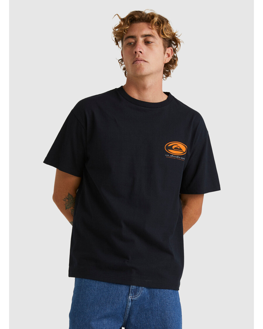 Quik Sidabriniai Korio Marškinėliai Trumpomis Rankovėmis - Juodi