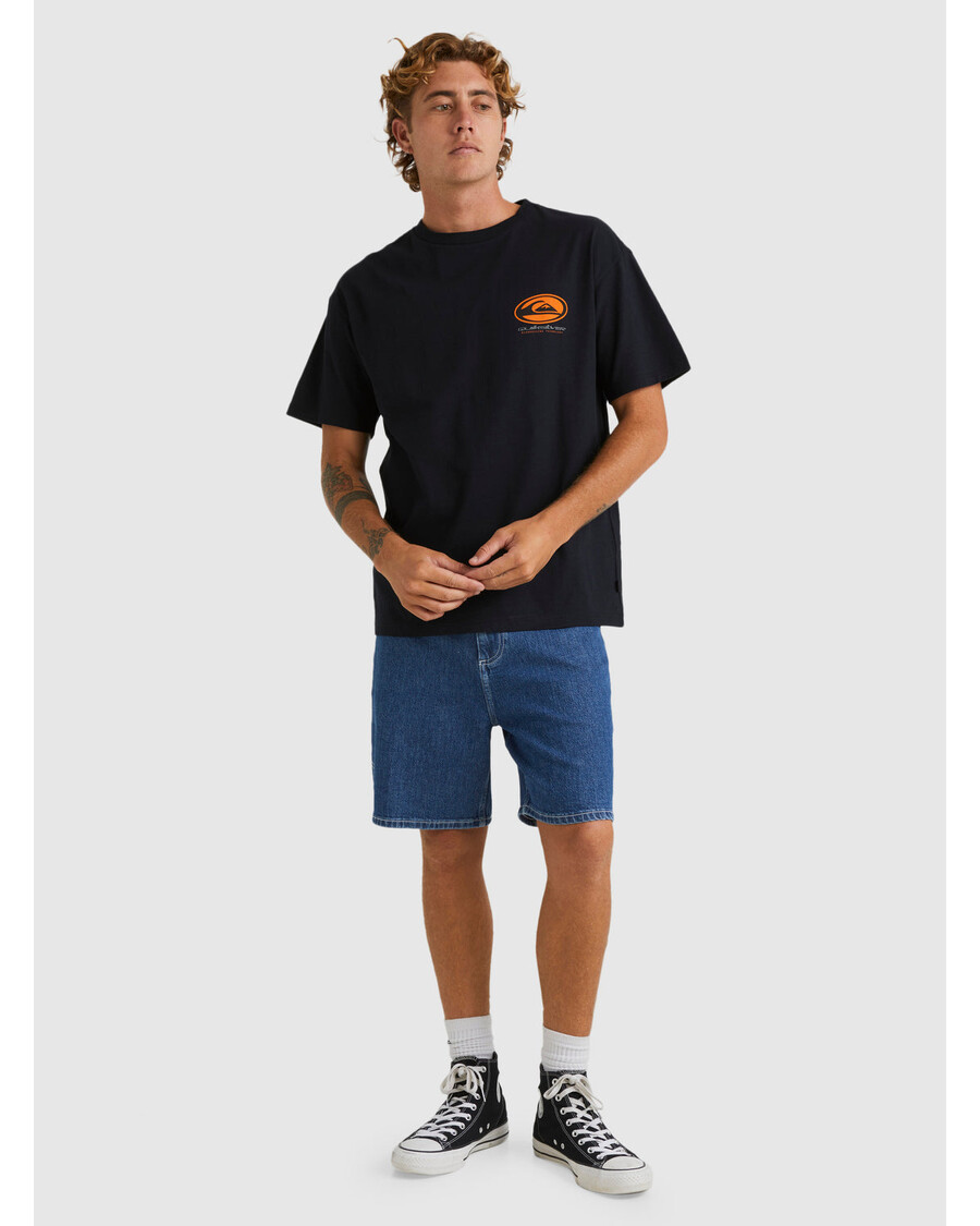 Quik Sidabriniai Korio Marškinėliai Trumpomis Rankovėmis - Juodi