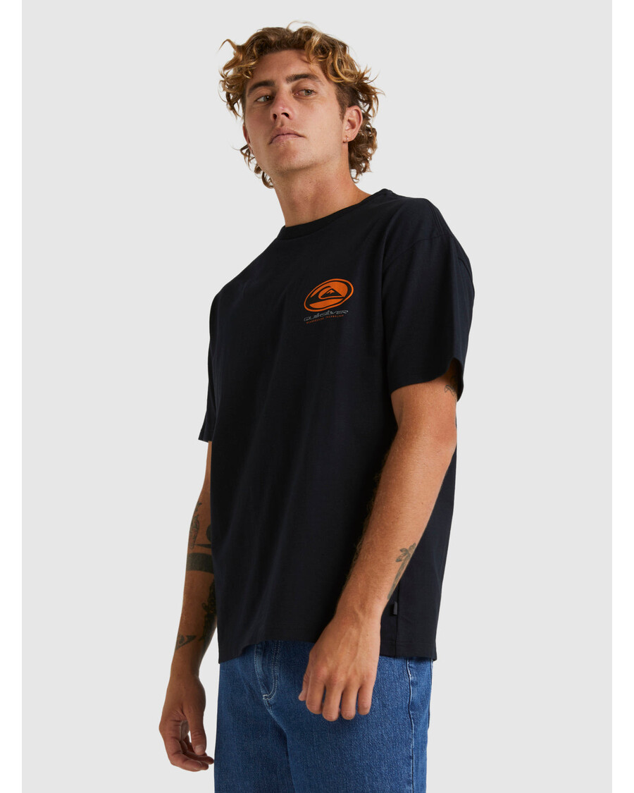 Quik Sidabriniai Korio Marškinėliai Trumpomis Rankovėmis - Juodi