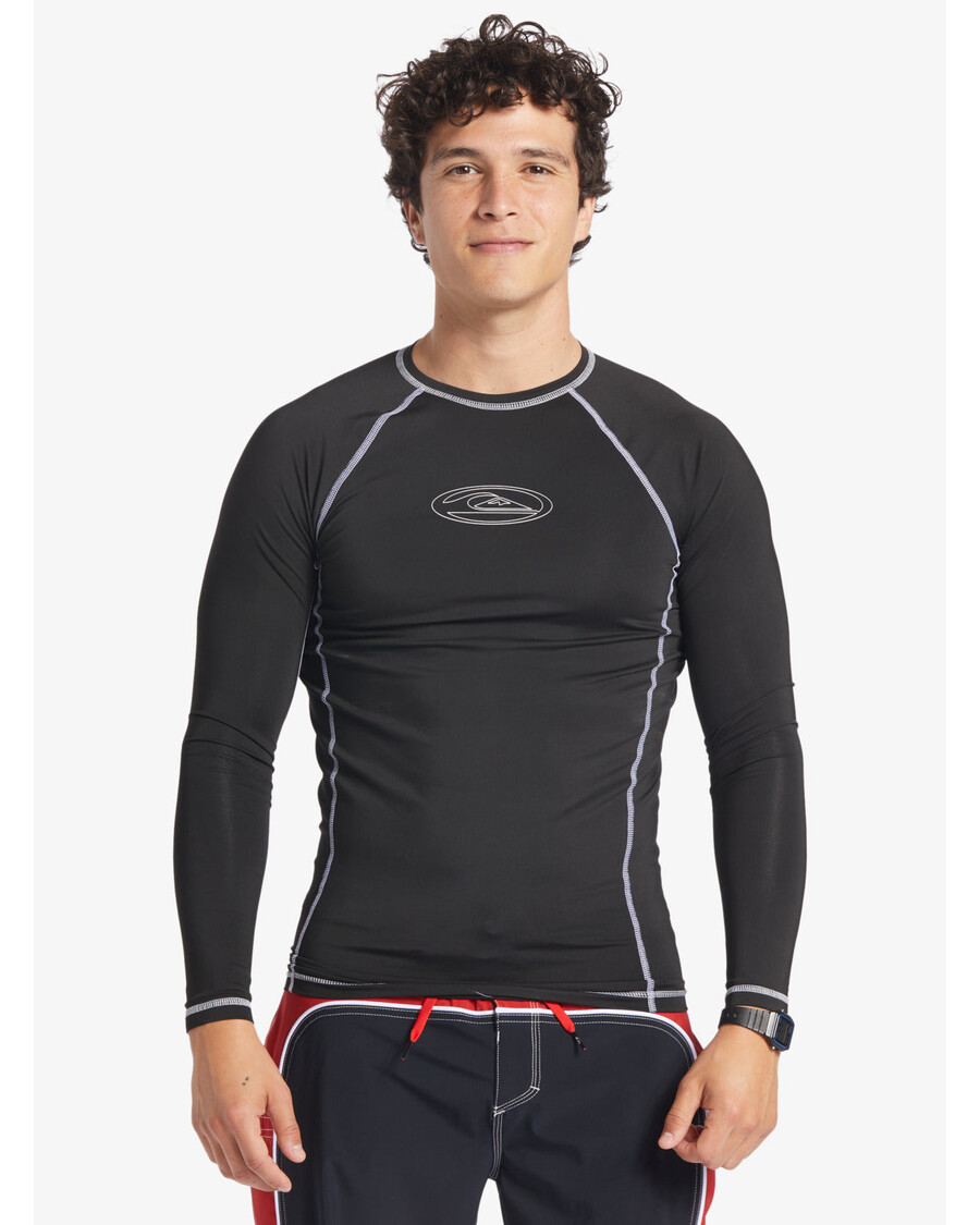 Quik ασημί προστασία κρόνου μακρυμάνικο Upf 50 Rashguard - μαύρο