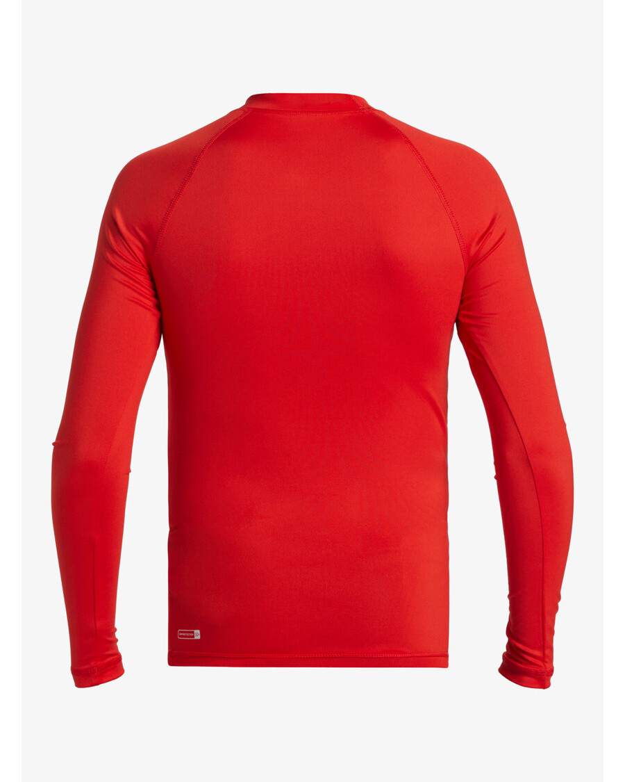 Quiksilver בנים 8-16 Saturn Upf 50 חולצת גלישה עם שרוול ארוך - אדום בסיכון גבוה