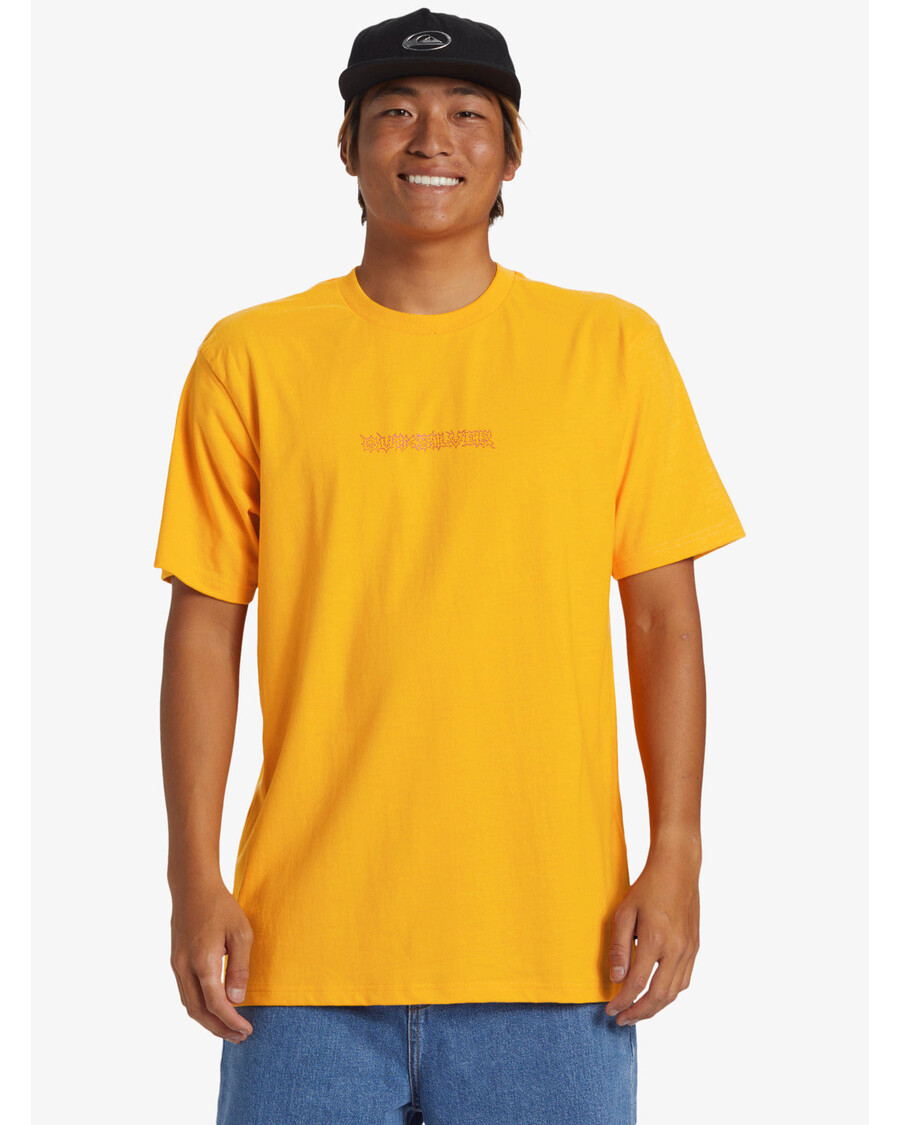 Quiksilver Razor Trumpomis Rankovėmis Saturno Marškinėliai - švytinčios Geltonos Spalvos