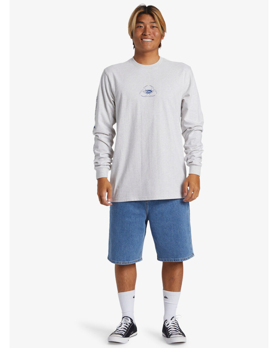 Quik Silver Bio Hazard Long Sleeve Saturn T-Shirt - Snow Heather