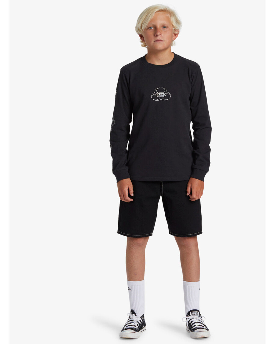 Quiksilver בנים 8-16 חולצת טריקו עם שרוולים ארוכים - שחור