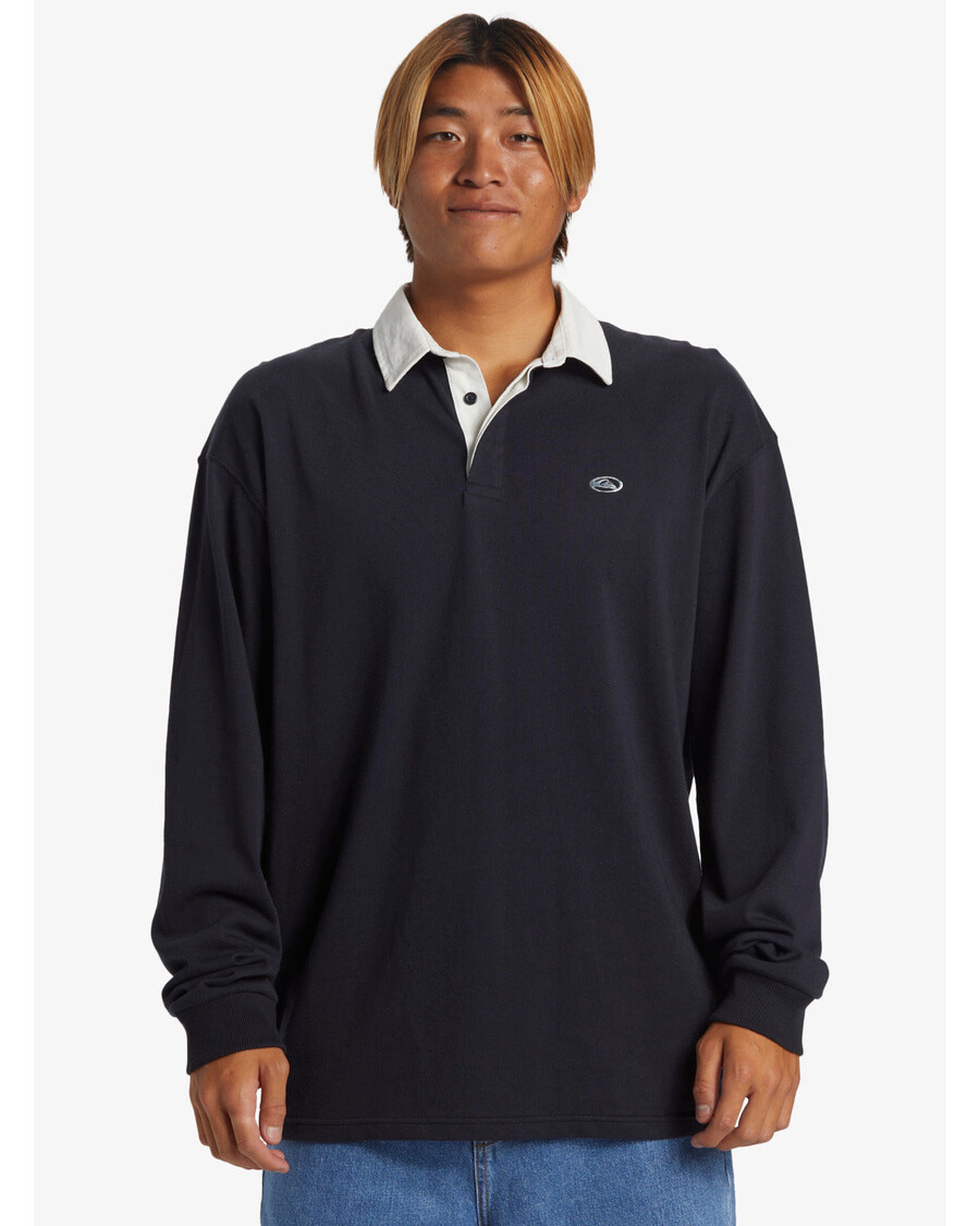 חולצת פולו Quiksilver Saturn עם שרוולים ארוכים - כהה כהה