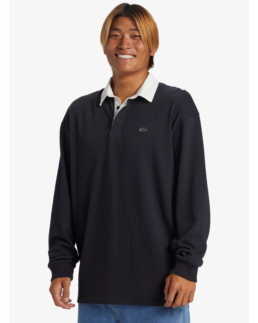 חולצת פולו Quiksilver Saturn עם שרוולים ארוכים - כהה כהה