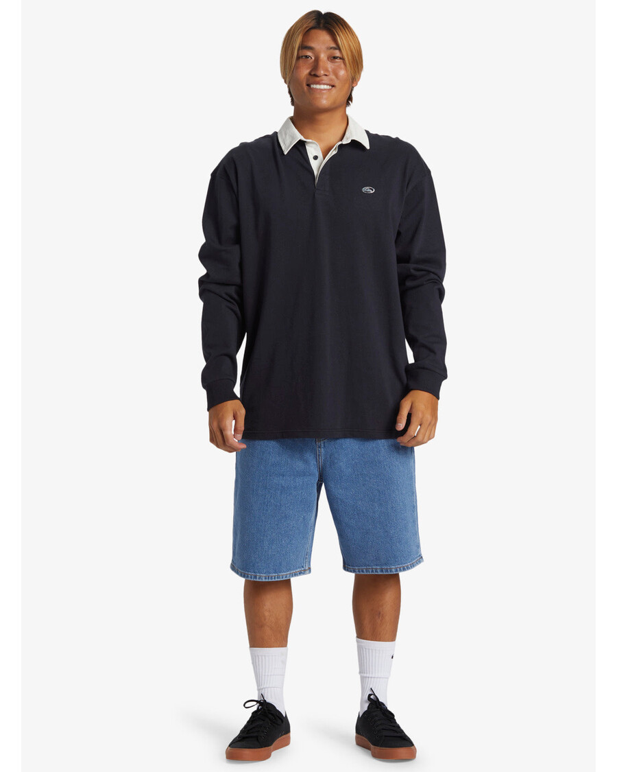 חולצת פולו Quiksilver Saturn עם שרוולים ארוכים - כהה כהה