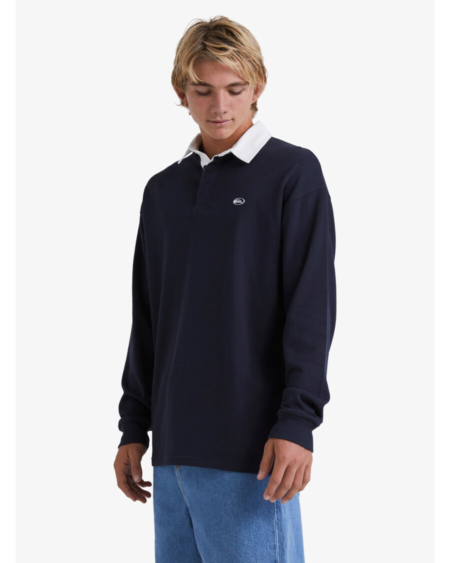 חולצת פולו Quiksilver Saturn עם שרוולים ארוכים - כהה כהה