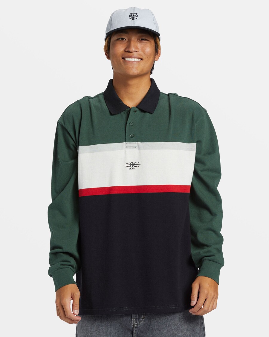 חולצת פולו שרוול ארוך רוגבי קוויקסילבר כספית - יער