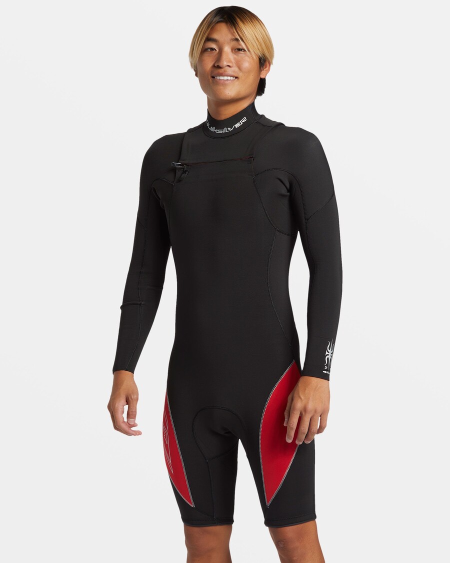 Quik Silver 2/2mm Mercury Chest Zip Long Sleeve Springsuit - High Risk Red