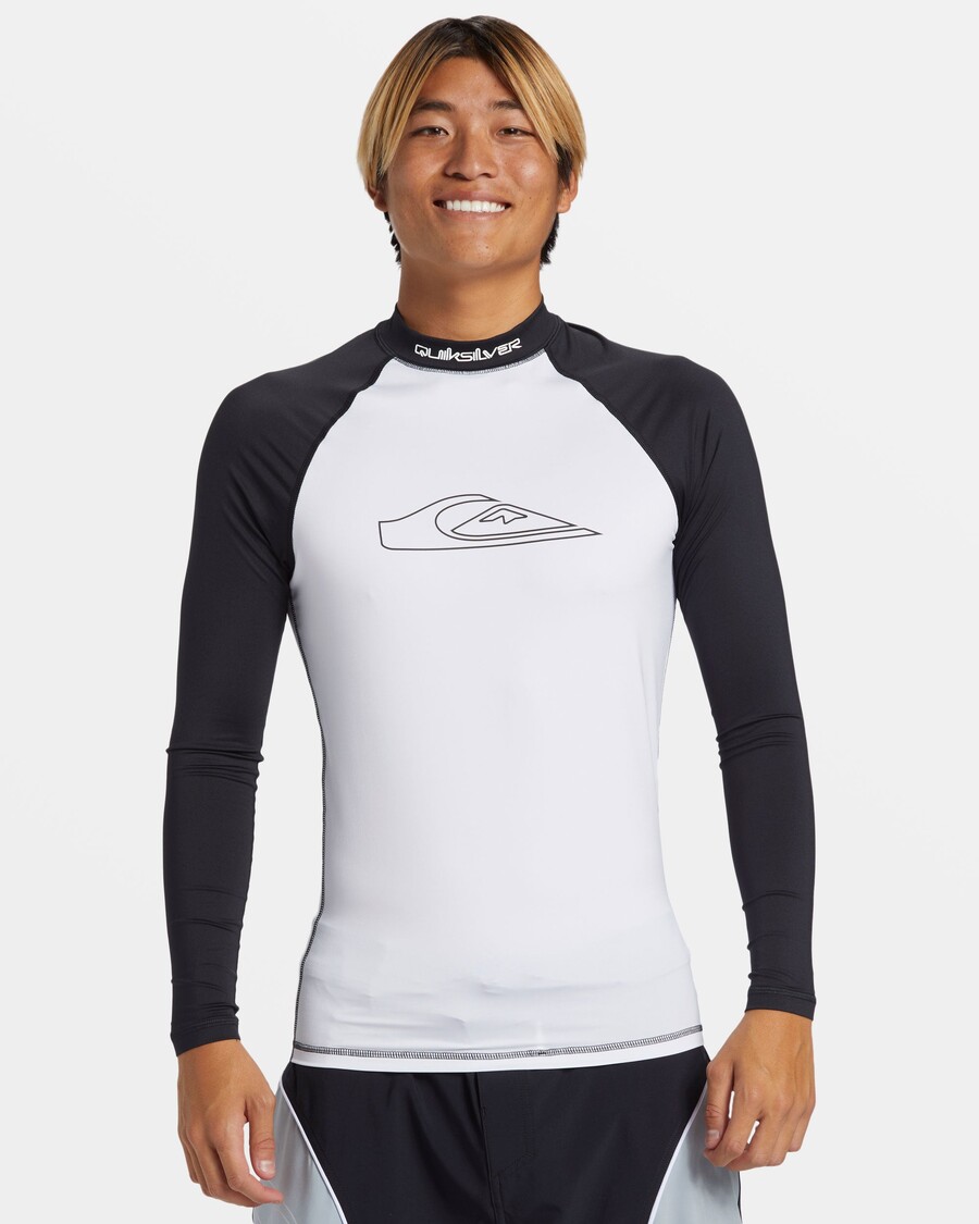 טי גלישה עם שרוול ארוך קוויקסילבר כספית - לבן