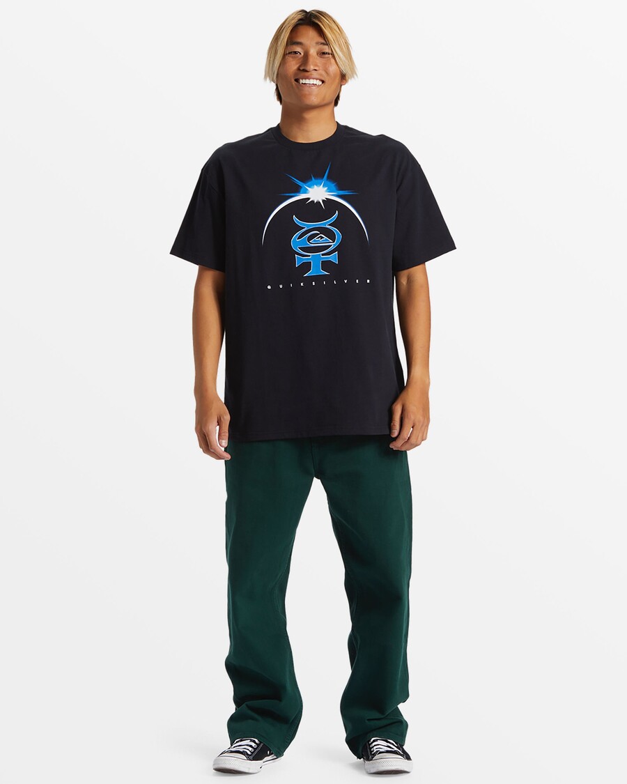 חולצת טריקו Quik כסף Eclipse - שחורה