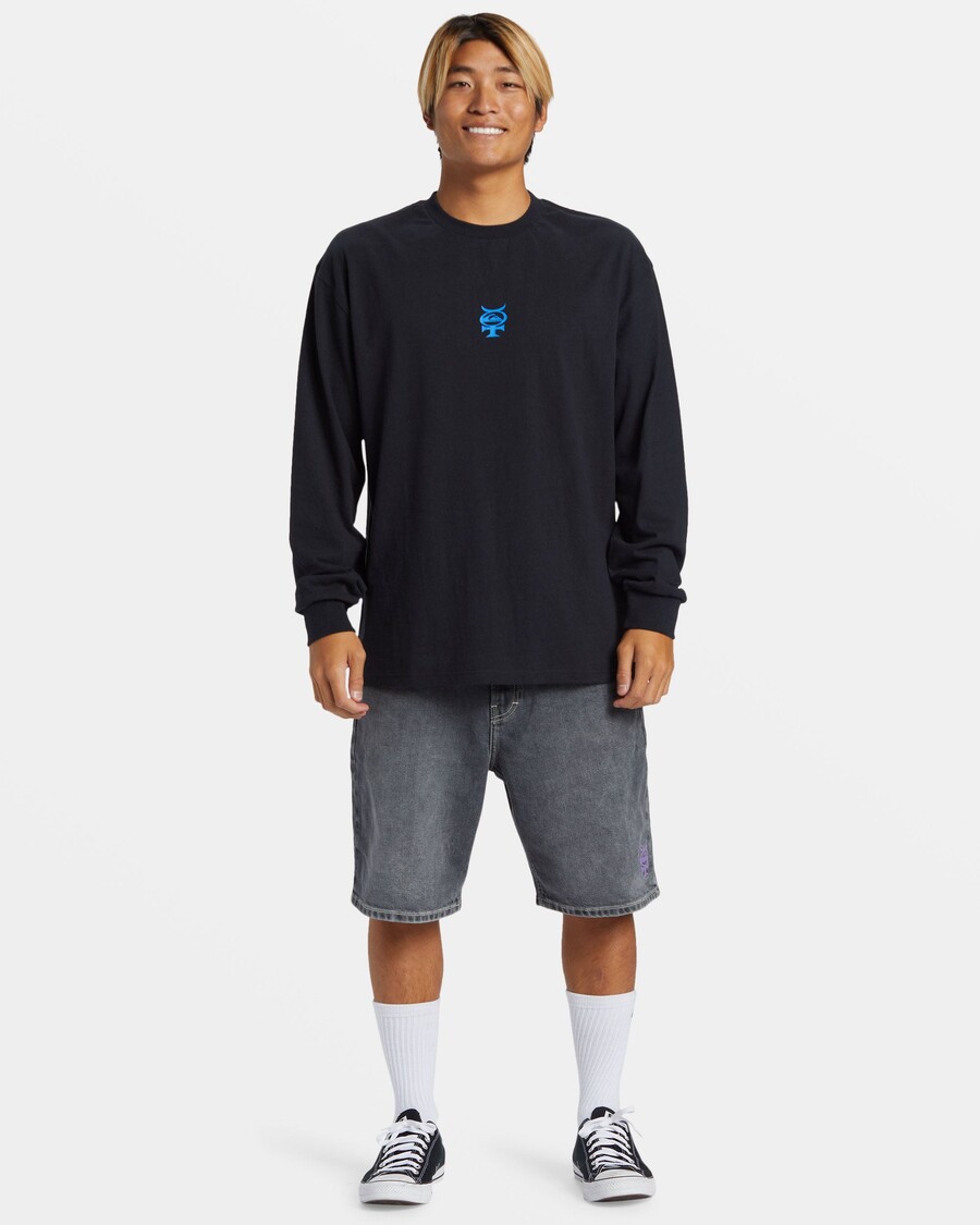 μακρυμάνικο μπλουζάκι Quik ασημί έκλειψη - μαύρο