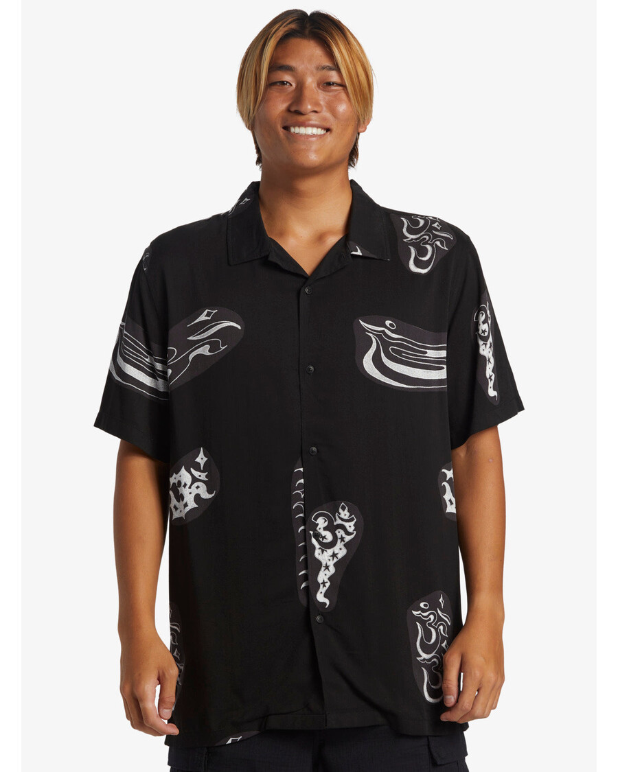 Quik Silver Pool Party Casual Short Sleeve Shirt - Black Aop Best Mix Ss