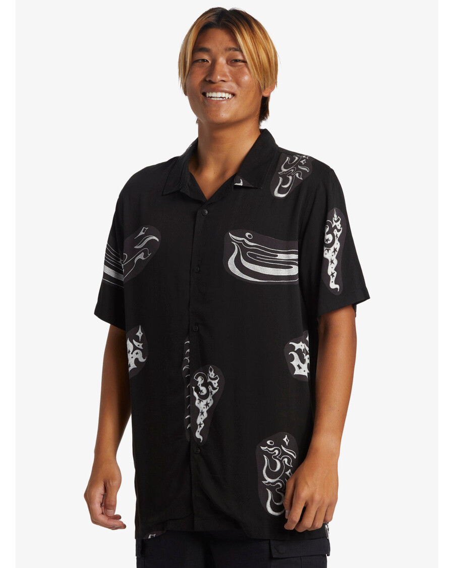 Quik Silver Pool Party Casual Short Sleeve Shirt - Black Aop Best Mix Ss