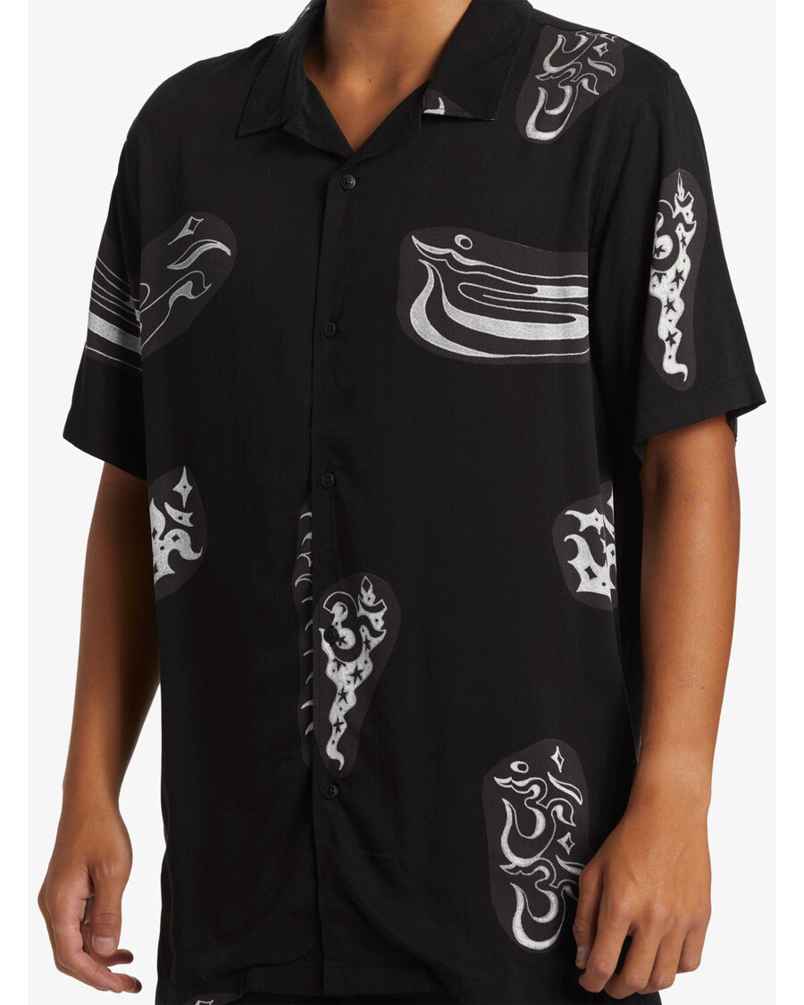 Quik Silver Pool Party Casual Short Sleeve Shirt - Black Aop Best Mix Ss