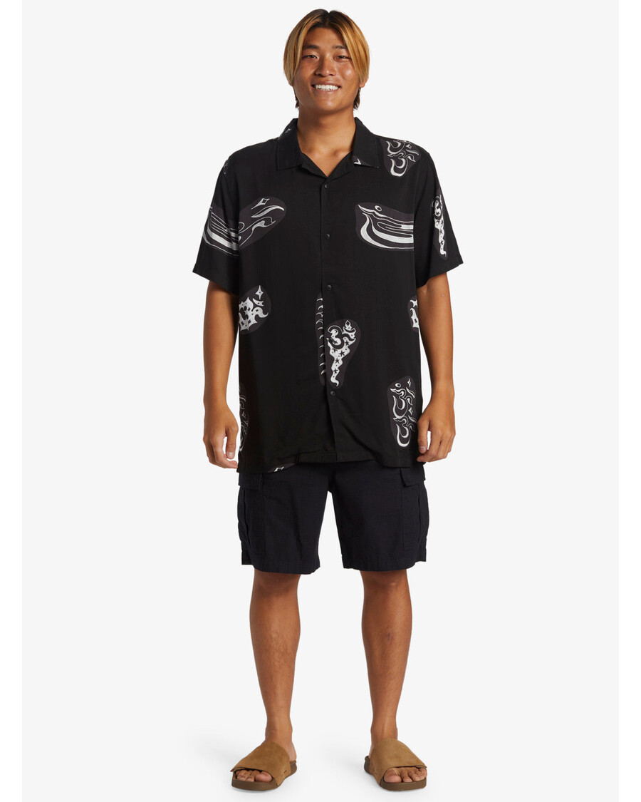 Quik Silver Pool Party Casual Short Sleeve Shirt - Black Aop Best Mix Ss