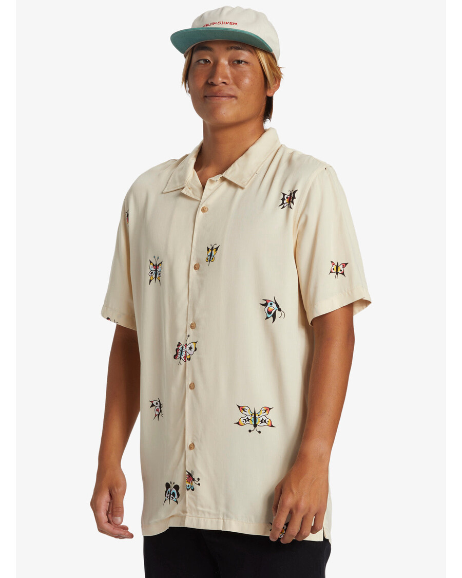 Quik Stříbrná Pool Party Ležérní Košile S Krátkým Rukávem - ústřicová Bílá Aop Best Mix Ss