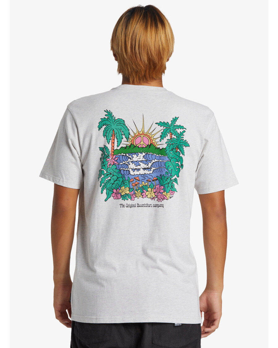 Quik Silver Island Sunrise T-Shirt - Snow Heather
