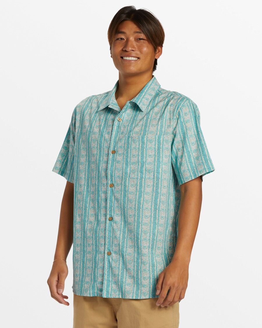 Quik Silver Pool Party Casual Short Sleeve Shirt - Capri Pacific Tribe Ss