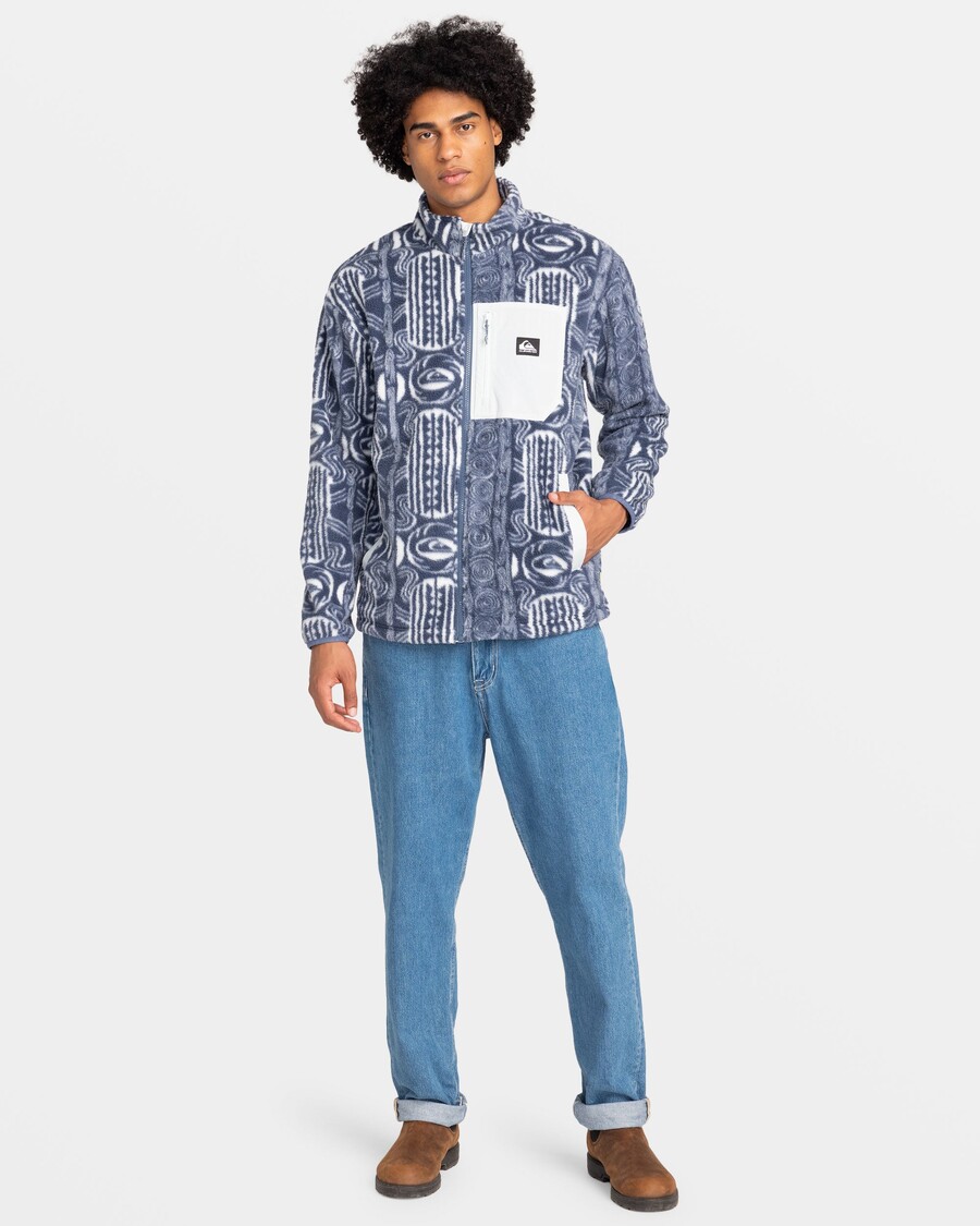 Quik Silver Clean Coast Zip-Up Sweatshirt - Vintage Blue Pacific Herritage