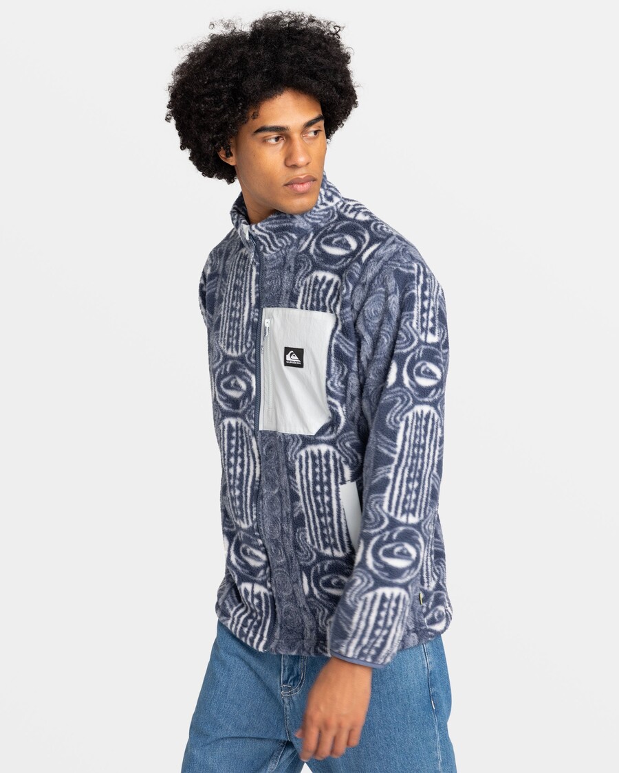 Quik Silver Clean Coast Zip-Up Sweatshirt - Vintage Blue Pacific Herritage