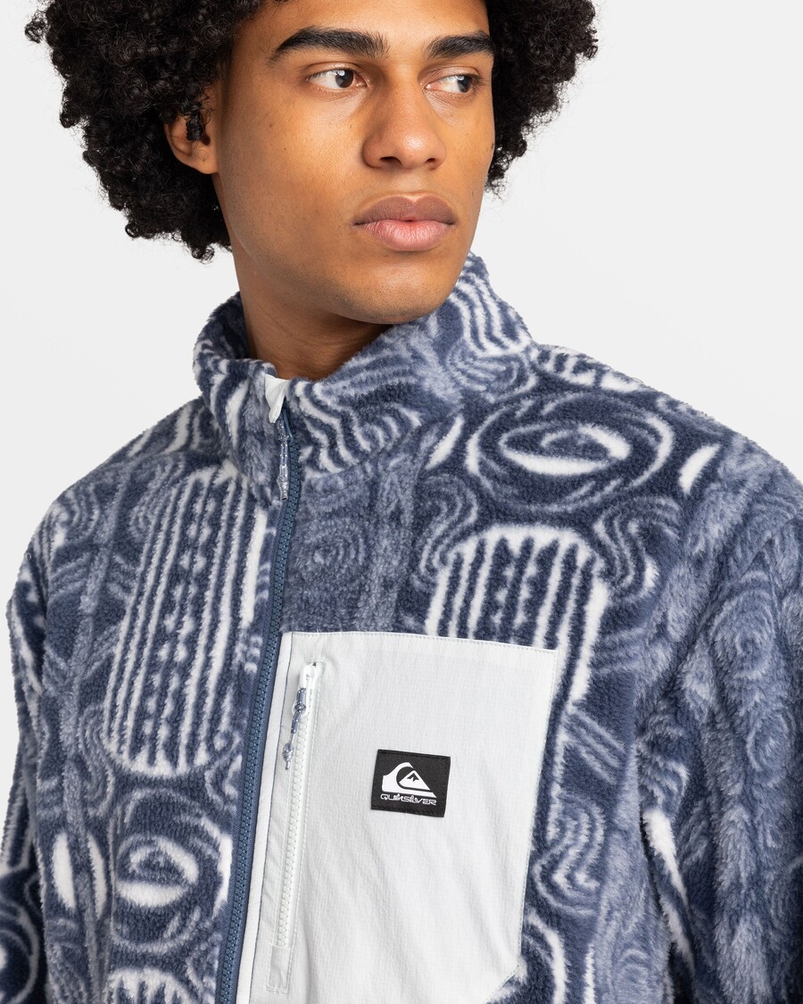 Quik Silver Clean Coast Zip-Up Sweatshirt - Vintage Blue Pacific Herritage