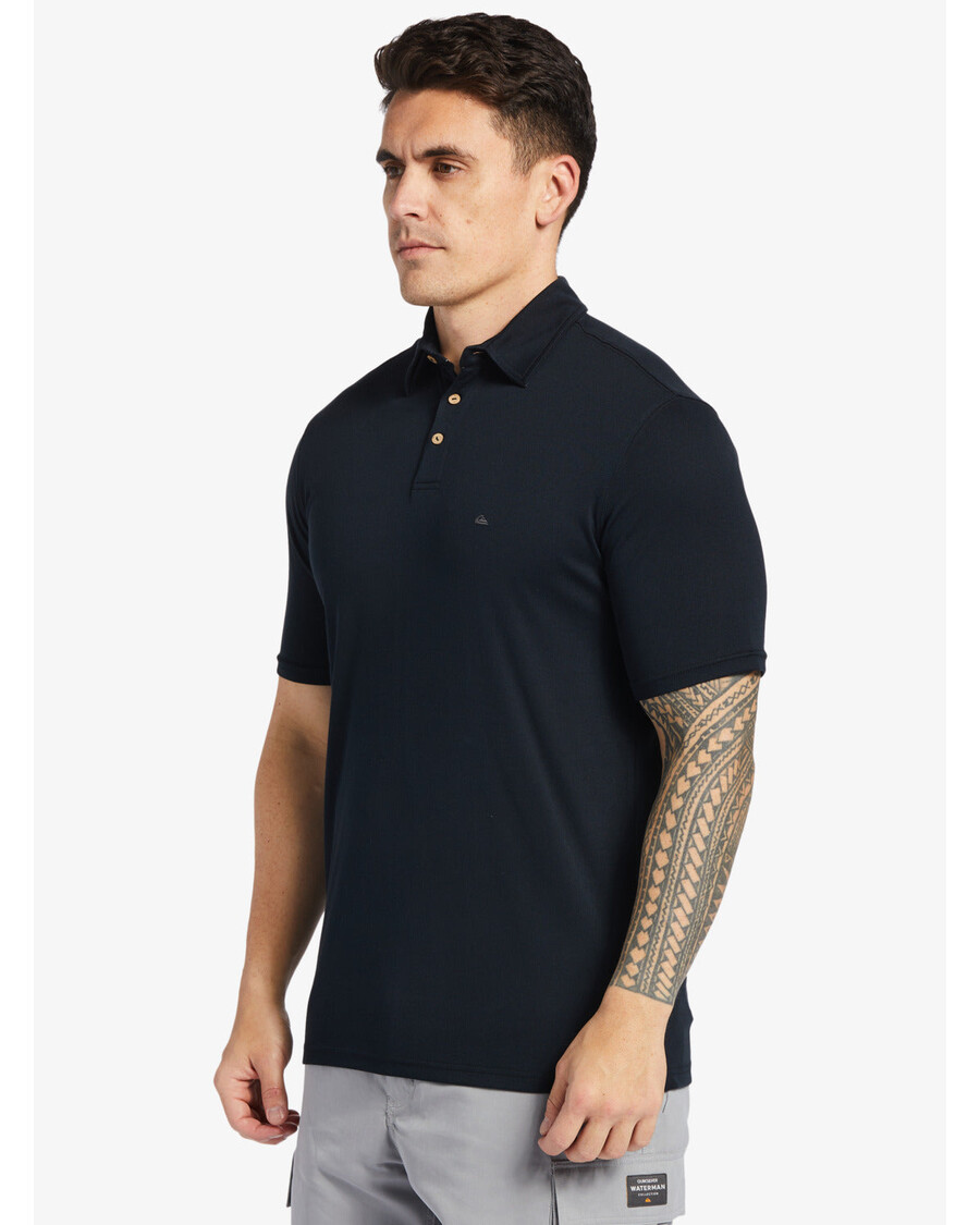 Quiksilver Waterman Water Polo κοντομάνικο μπλουζάκι πόλο - μαύρο