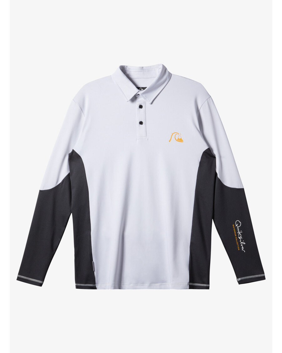 Quik Silver Waterman Waterman Piscator Polo Long Sleeve UPF 50 Surf T-Shirt - White