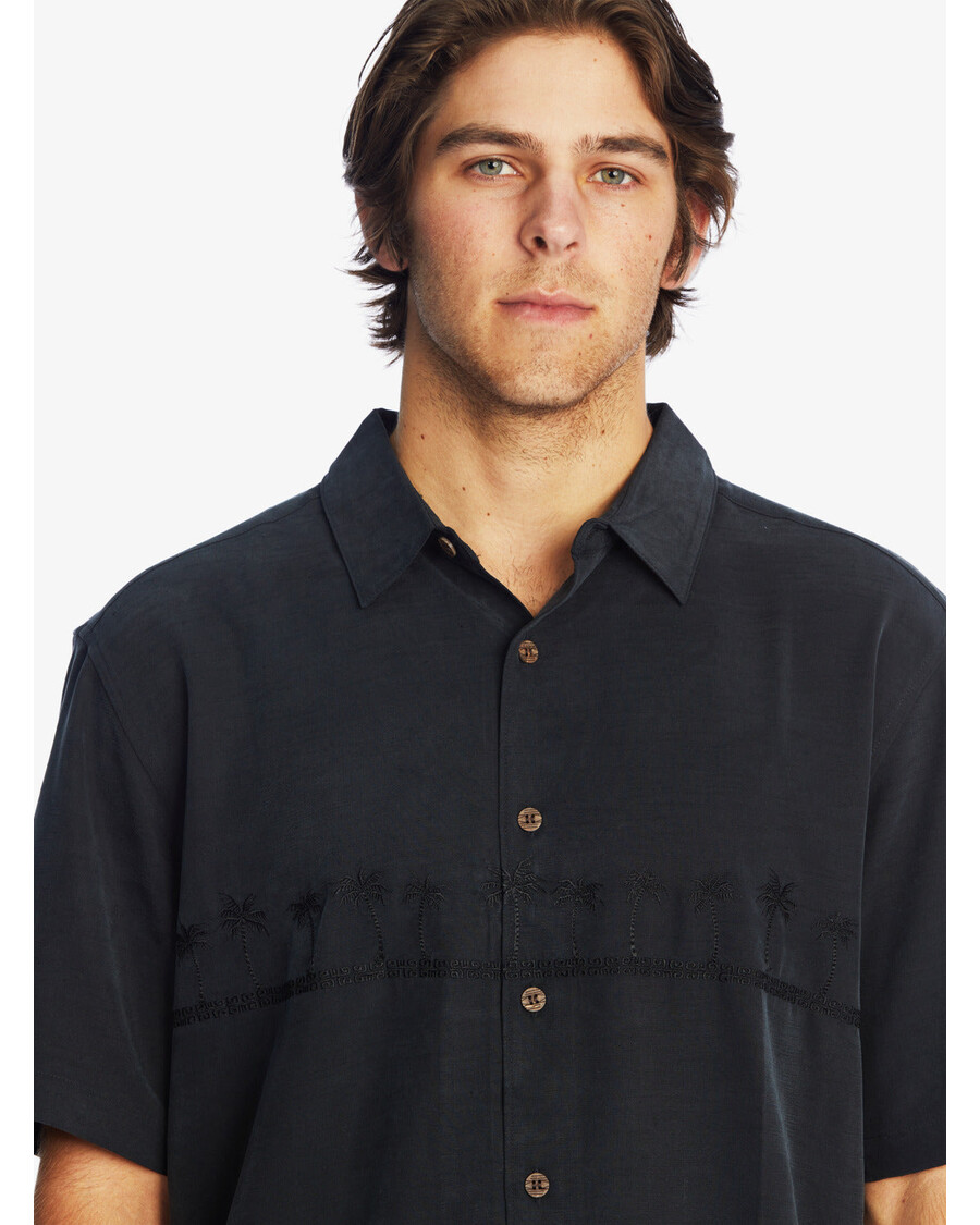 Рубашка против морщин премиум-класса Quiksilver Waterman Tahiti Palms — черная