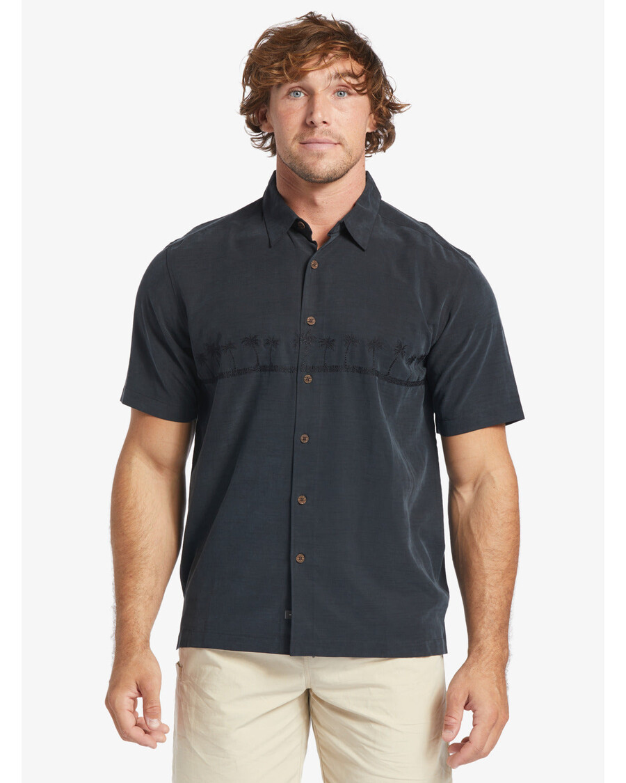 Рубашка против морщин премиум-класса Quiksilver Waterman Tahiti Palms — черная